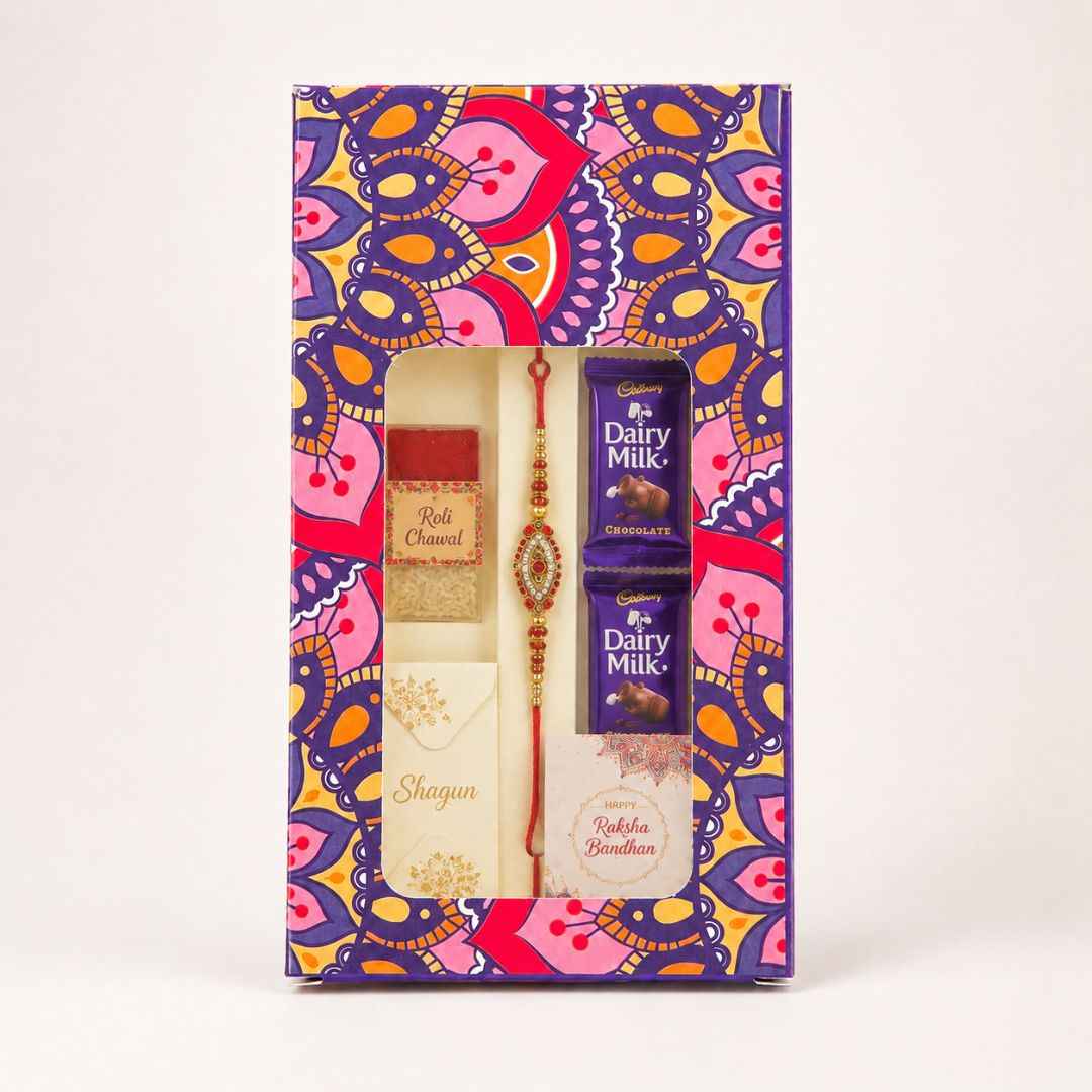 Multicolor Rakhi Hamper Window Box – Premium Raksha Bandhan Gift Box | Set of 10