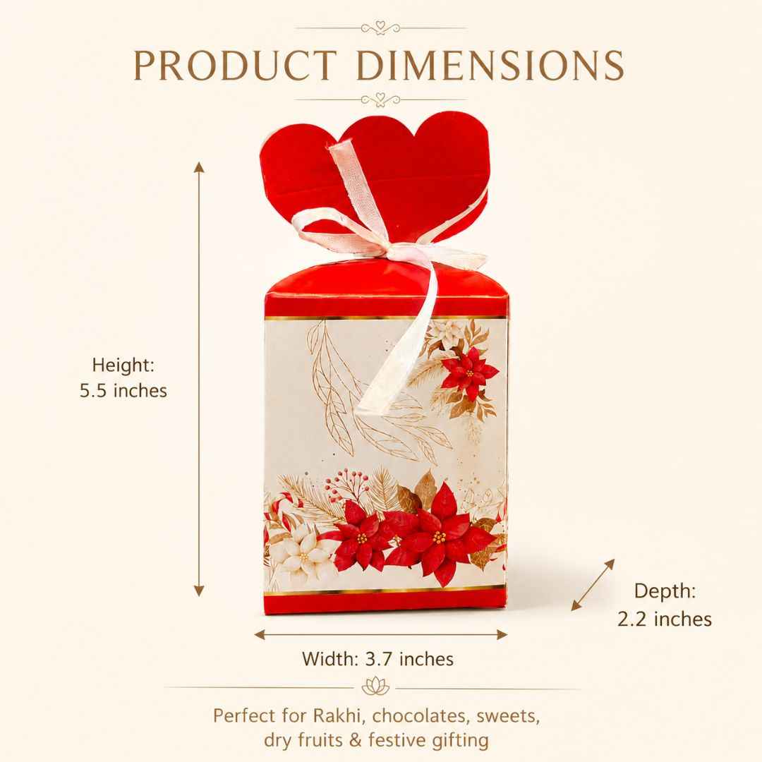 Pack of 8 -Red Floral Ribbon Gift Box