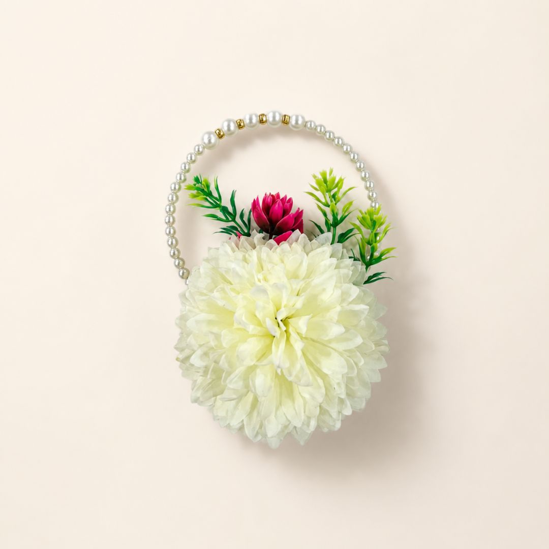 Set of 5 Ivory Pearl Handle Floral Decorative Accessories for Hamper & Trousseau Packing