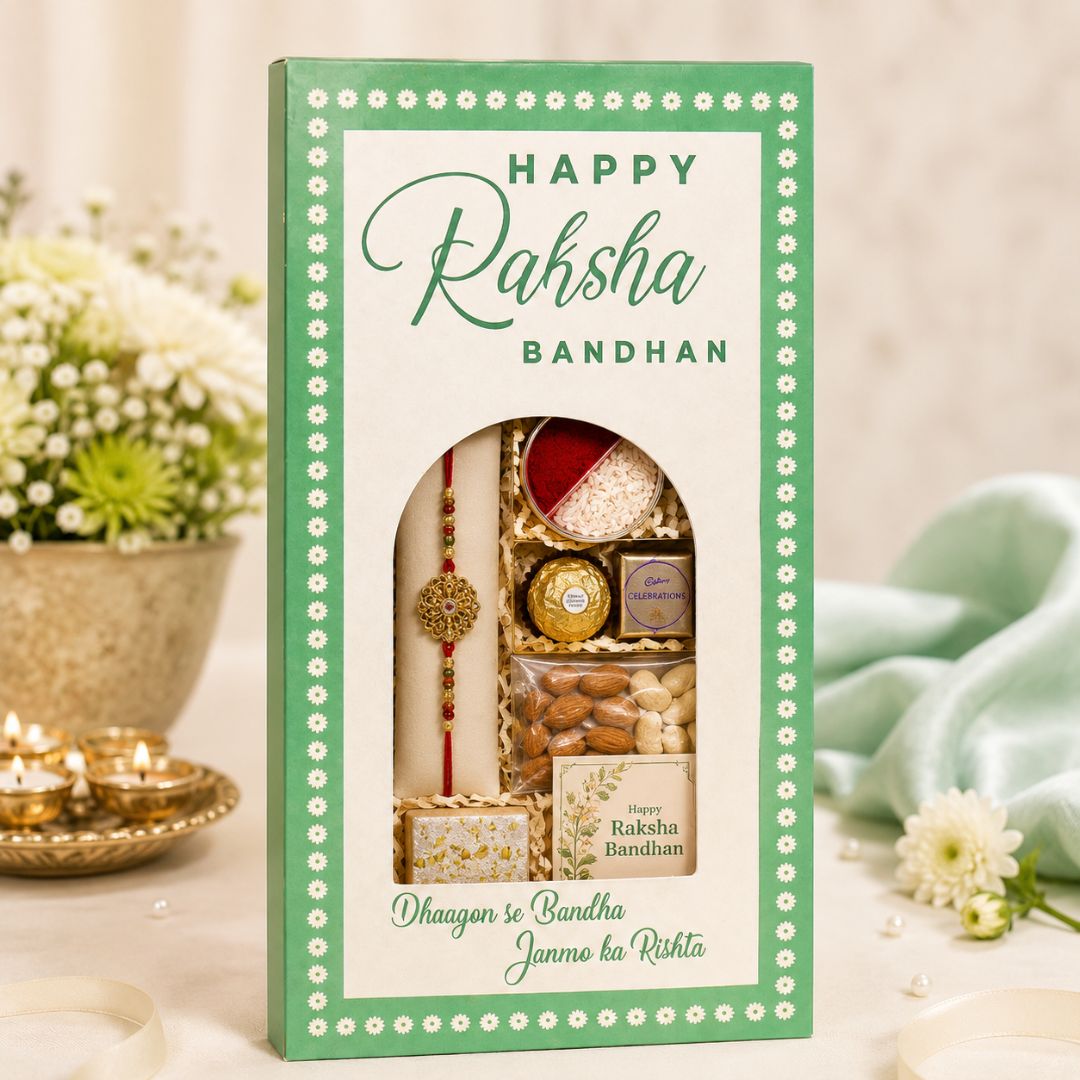 Pack of 10-Green Happy Raksha Bandhan Bar Box