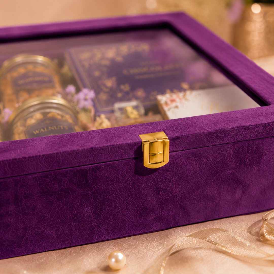 Purple Transparent Lid Gift Box with Golden Latch