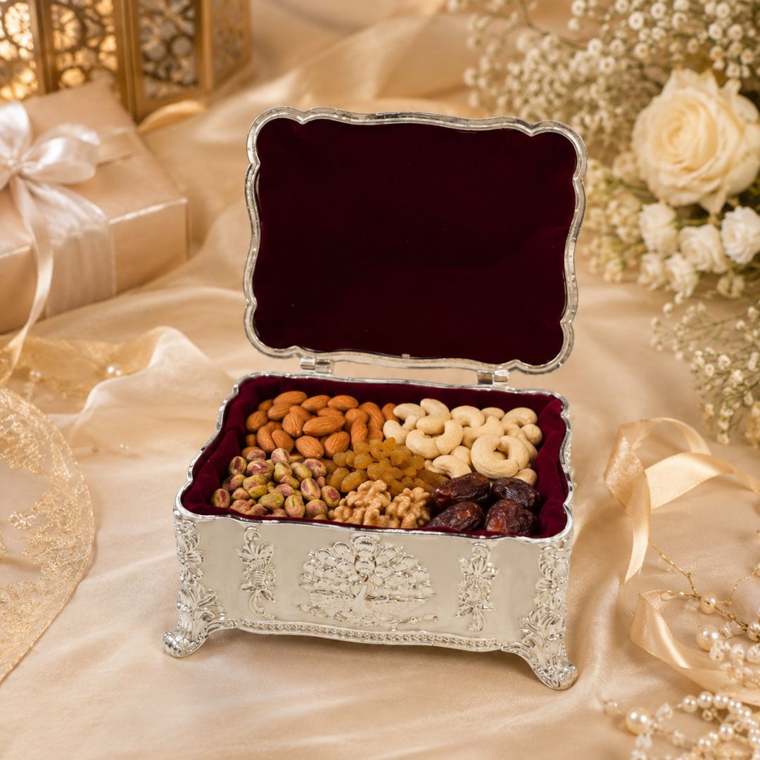 Premium German Silver Decorative Box with Velvet Lining – 4 x 3 Inch Elegant Storage & Gifting Box