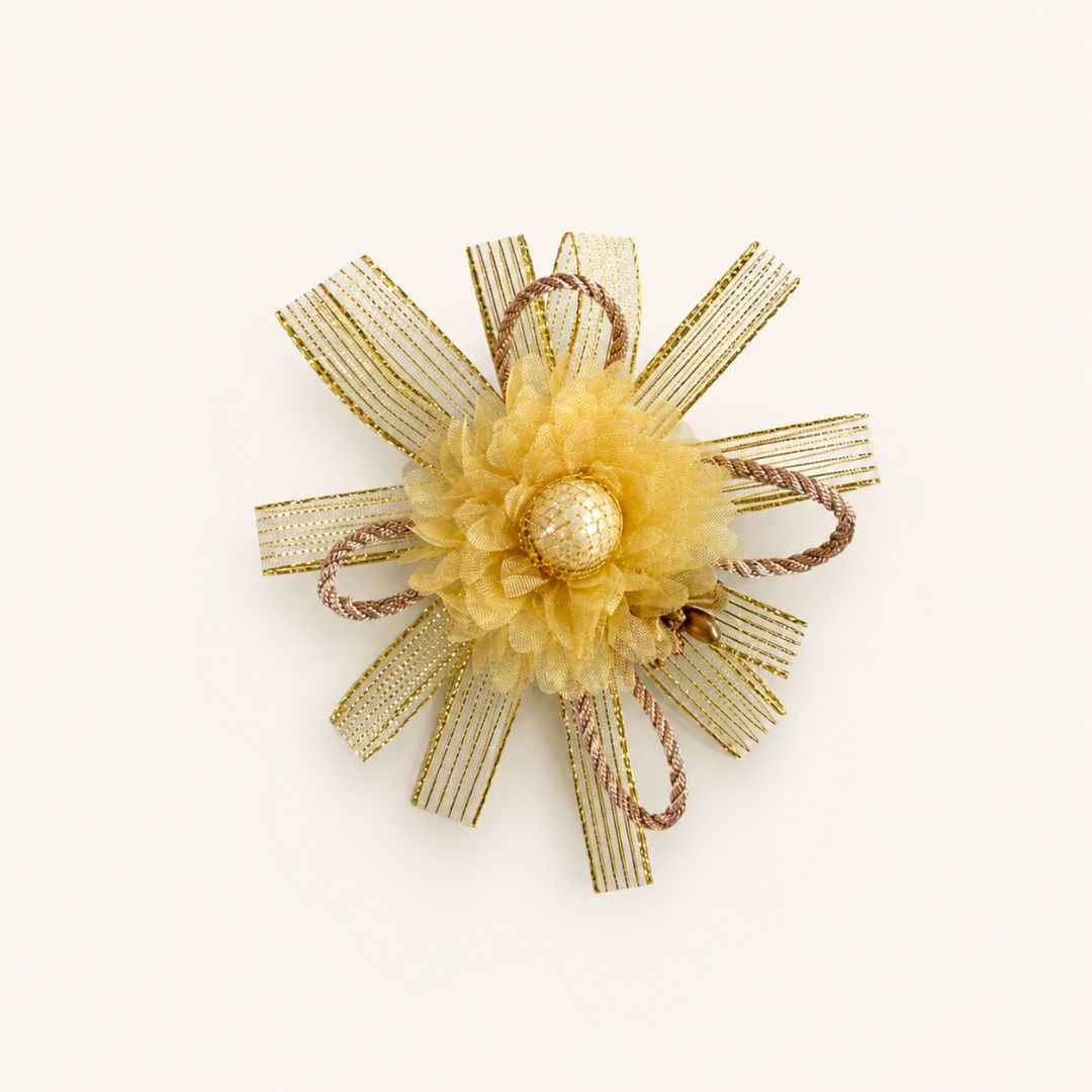 Set of 5 Golden Ribbon Floral Decorative Accessories for Hamper & Trousseau Packing