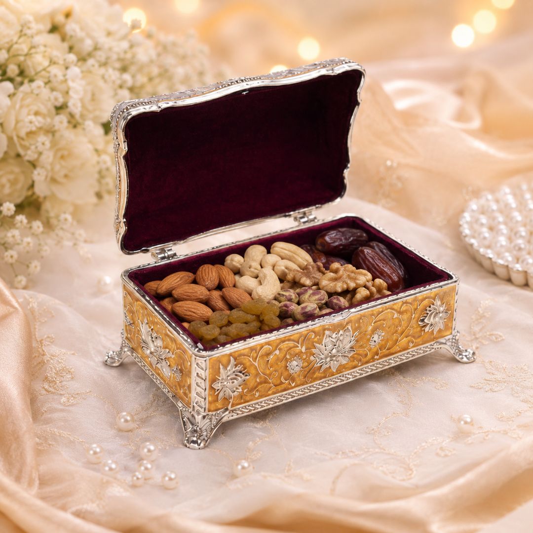 Royal Enamel German Silver Storage Box – Premium Velvet-Lined Gift Box