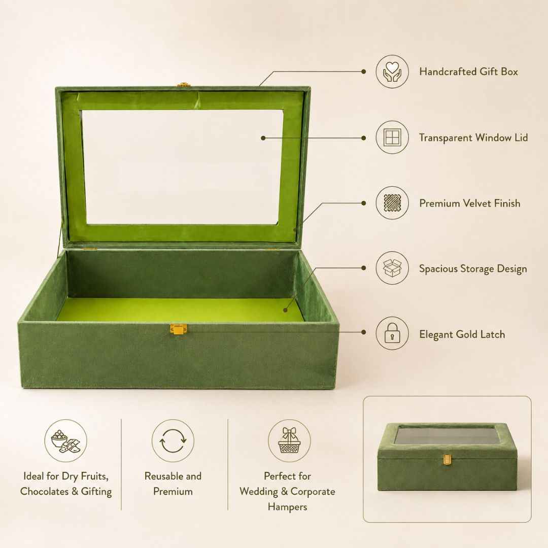 Olive Green Transparent Lid Gift Box with Golden Latch