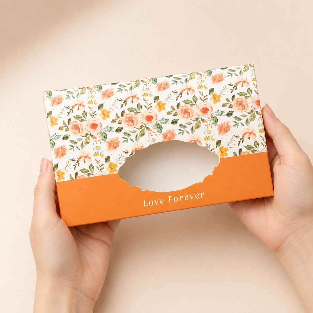 Pack of 8- Orange Floral Love Forever Gift Box