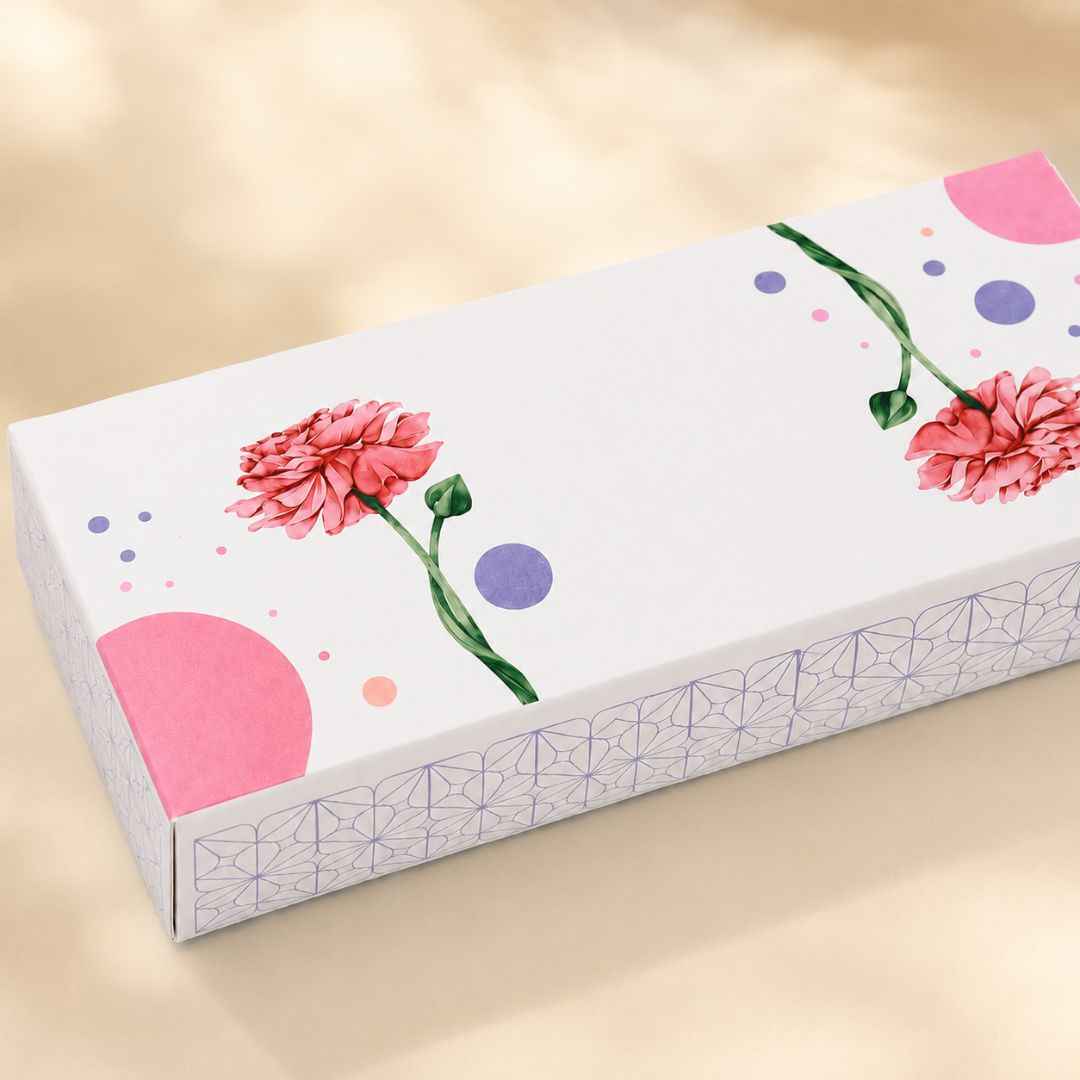 Pack of 8-White Carnation Floral Slim Gift Box