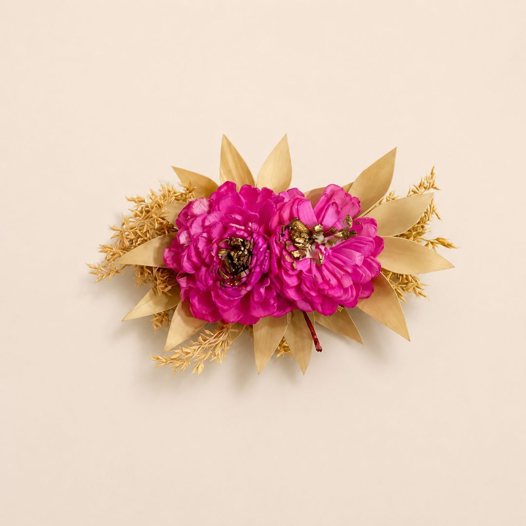 Set of 5 Hot Pink Floral Decorative Accessories for Hamper & Trousseau Packing