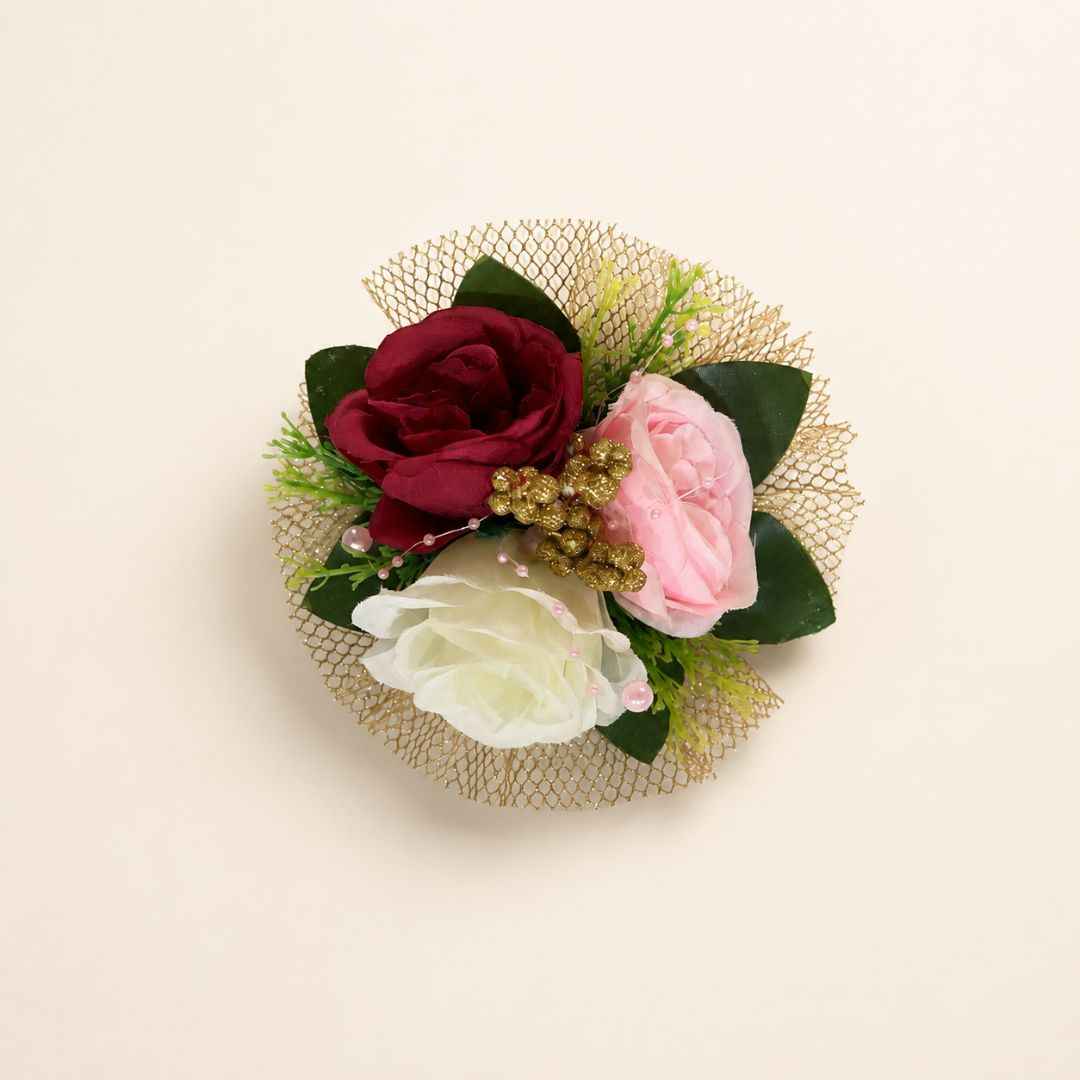 Set of 5 Red, Pink & White Floral Decorative Accessories for Hamper & Trousseau Packing