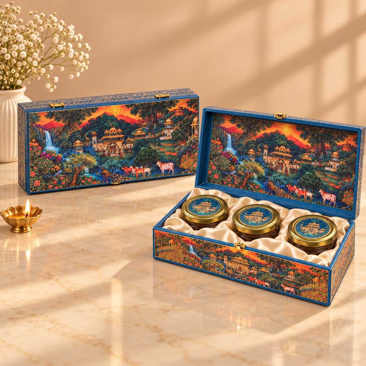 3-jar luxury festive hamper box for Diwali, weddings and corporate gifting in India