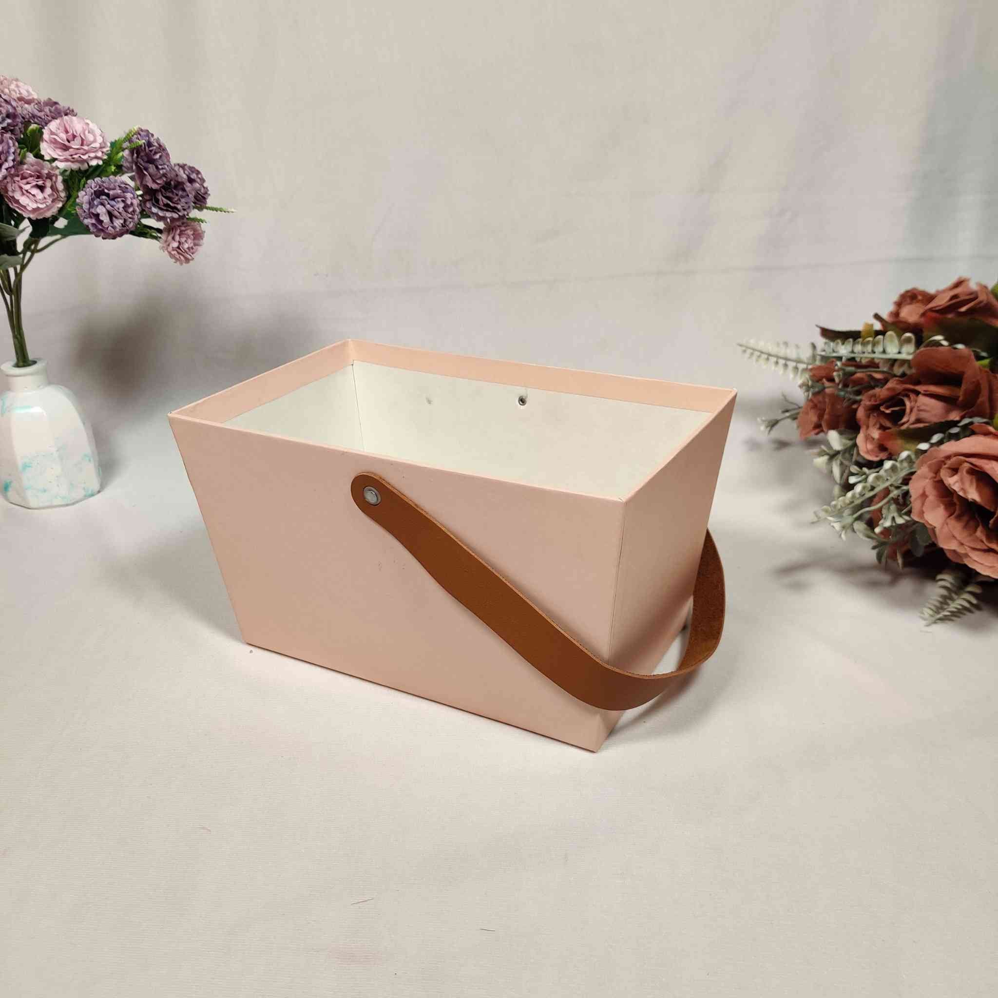 Peach Handle Basket For Gift Hamper (10x6x5 inches)