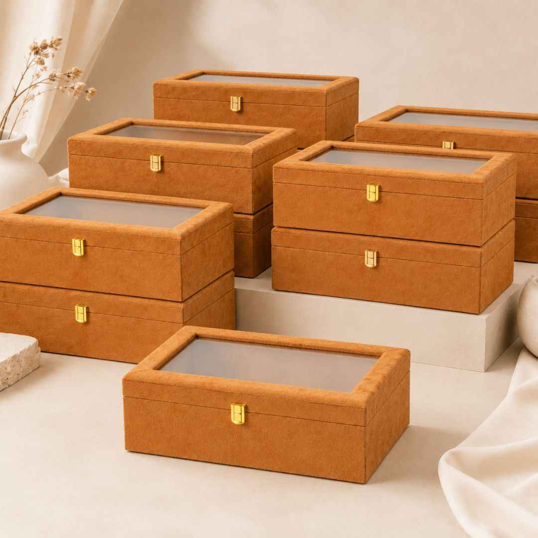 Mustard Transparent Lid Gift Box with Golden Latch