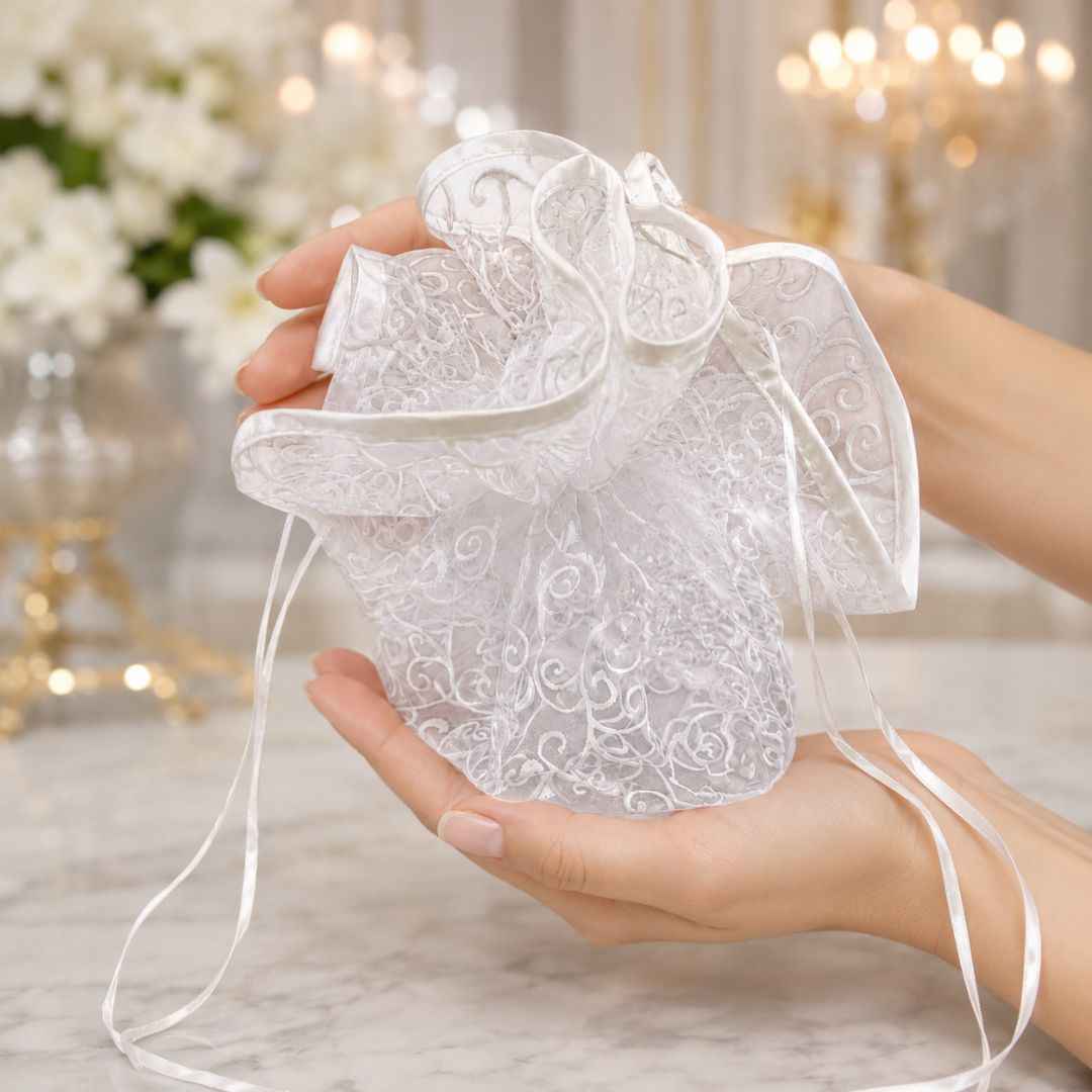 White Organza Potli Gift Bag Pack of 5