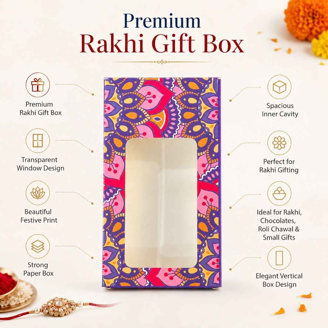 Multicolor Rakhi Hamper Window Box – Premium Raksha Bandhan Gift Box | Set of 10