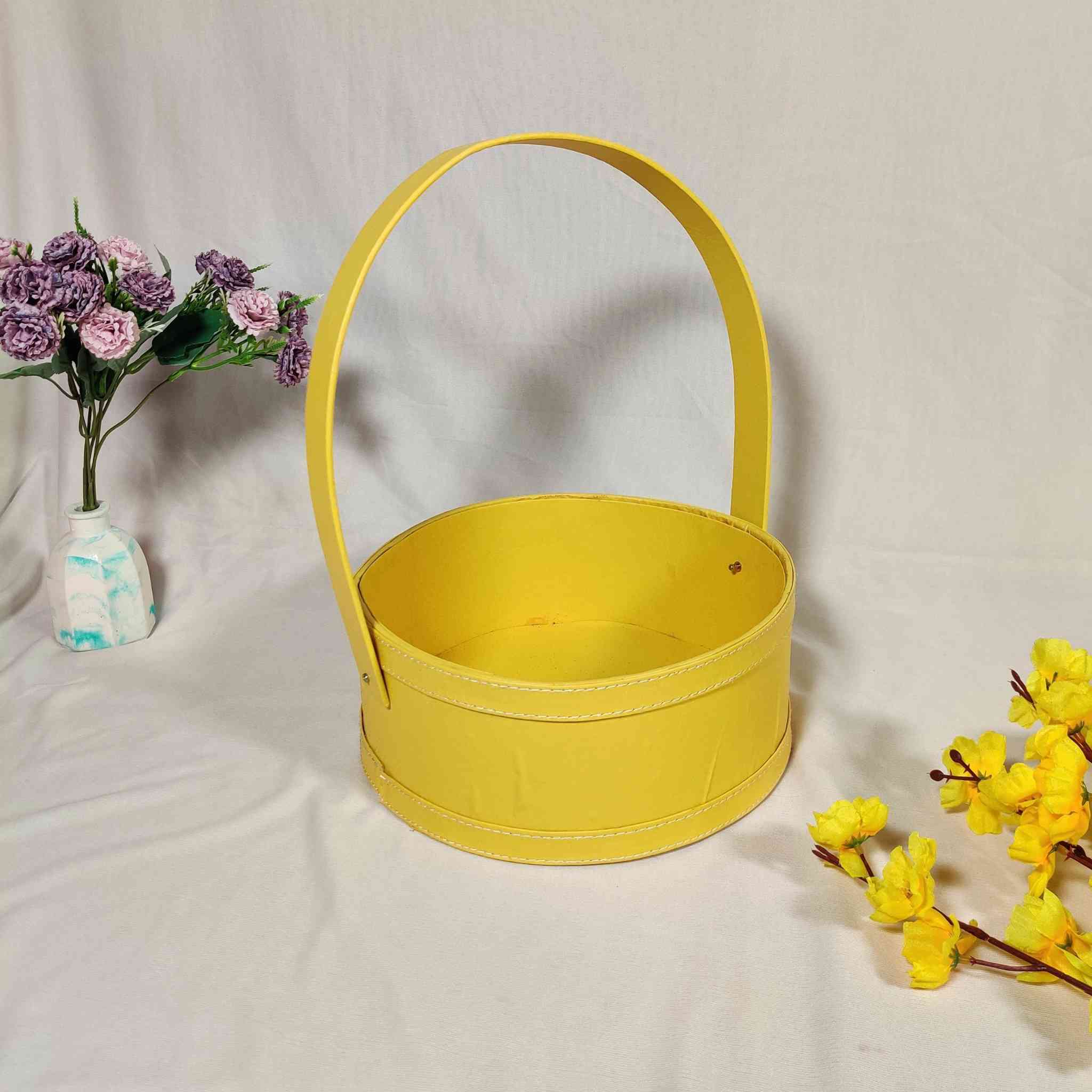 Yellow Basket For Gift Hamper (10x10x4 inches)