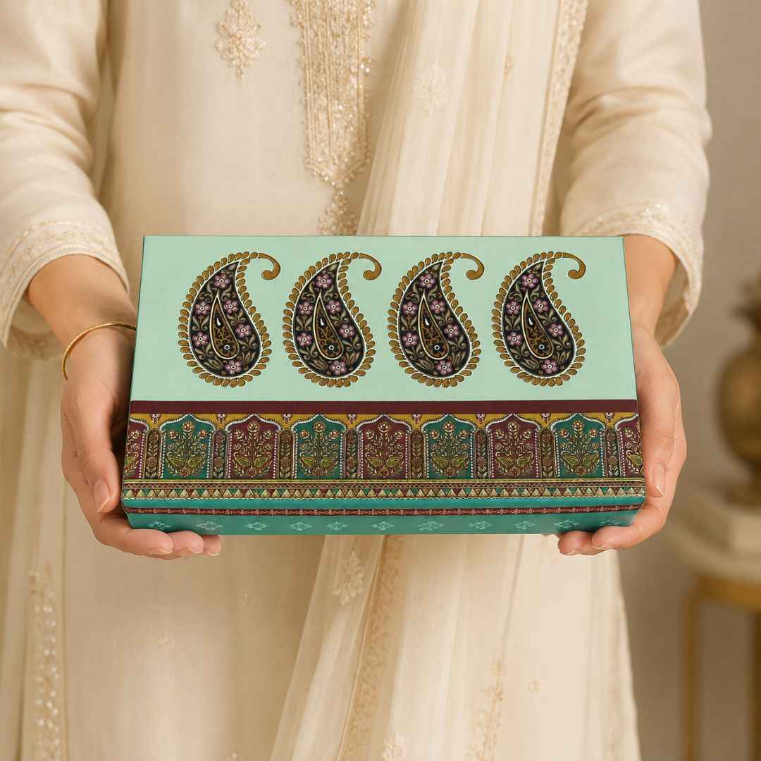 Pista Green Paisley Print Gift Box