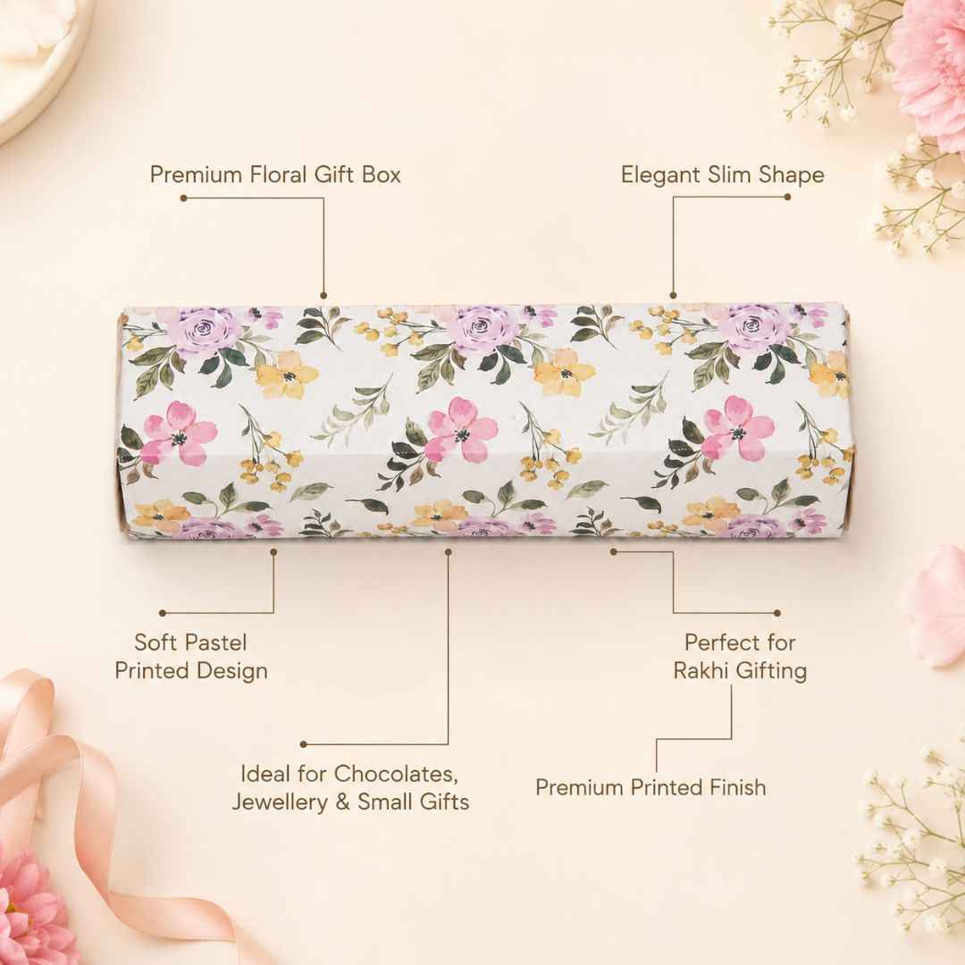 Pack of 8 White Floral Slim Gift Box