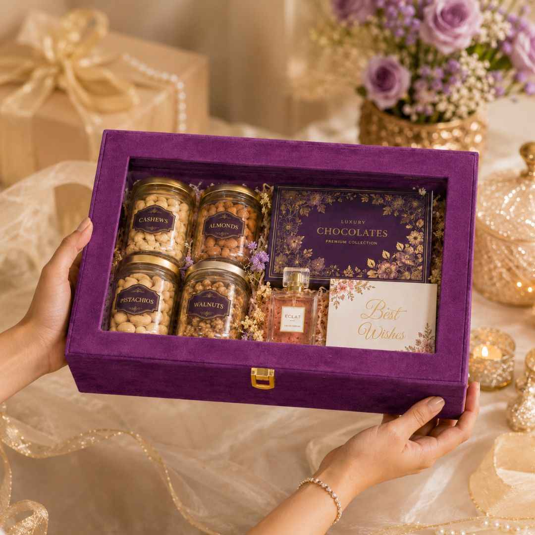 Purple Transparent Lid Gift Box with Golden Latch