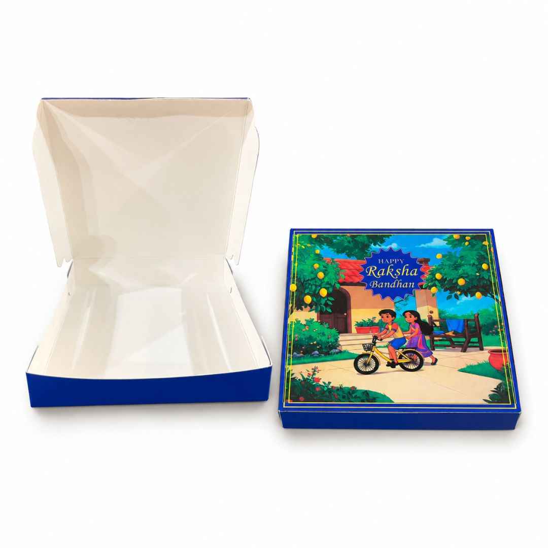 Blue Happy Raksha Bandhan Rakhi Gift Box Pack of 10