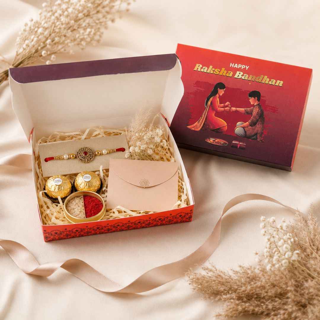 Premium Raksha Bandhan Hamper Box – Red Rakhi Gift Box | Set of 10