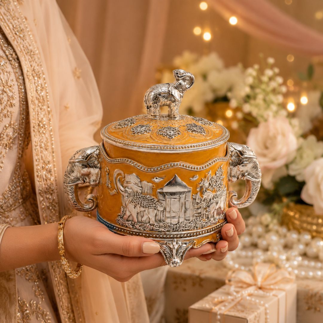 Luxury German Silver Elephant Design Decorative Box (Handcrafted Premium Storage Box) - Adscraft.in