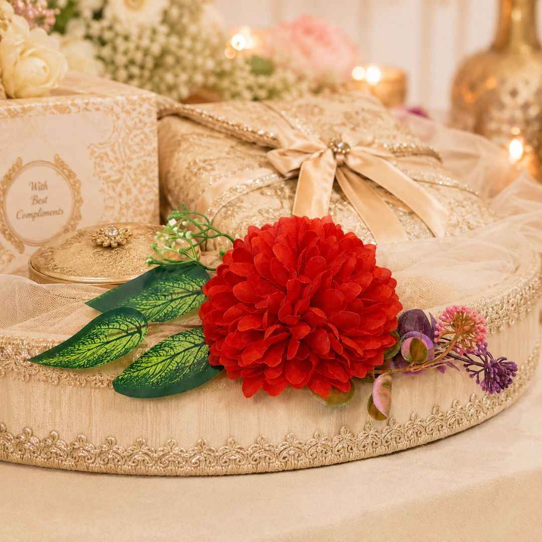 Pack of 5 Red Floral Decoration Accessories for Hamper Packing