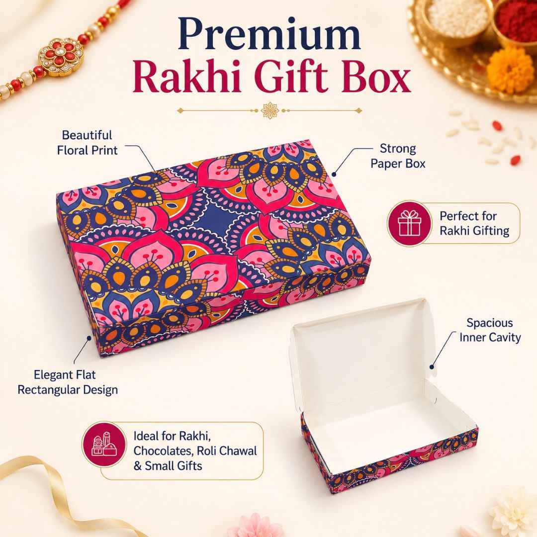 Multicolor Floral Rakhi Gift Box Pack of 10