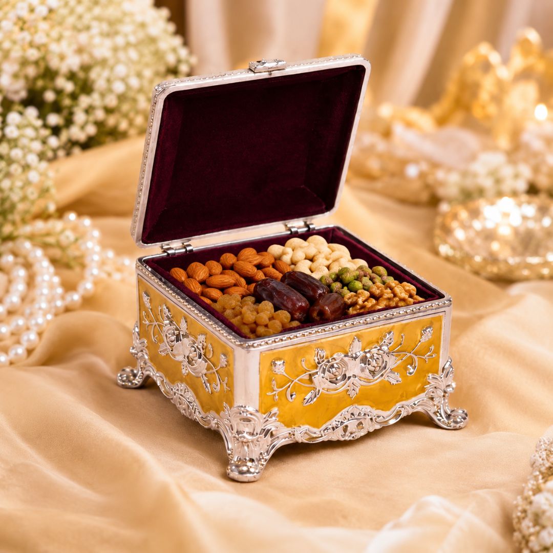 Royal Peacock Embossed Decorative Storage Box – 3 x 3 Inch (Premium Finish)