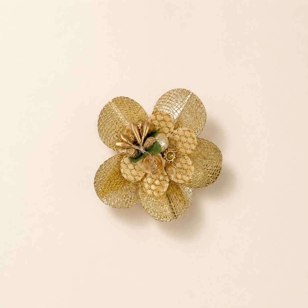 Set of 5 Golden Net Floral Decorative Accessories for Hamper & Trousseau Packing