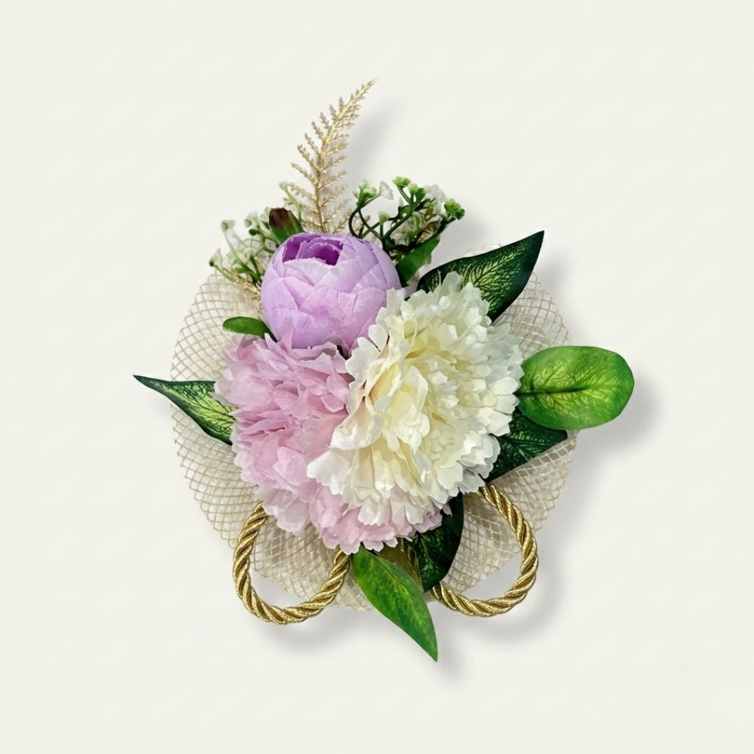 Set of 5 Pastel Pink & White Floral Decorative Accessories for Hamper & Trousseau Packing