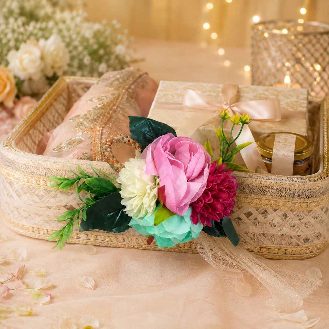 Set of 5 Multicolor Floral Decorative Accessories for Hamper & Trousseau Packing