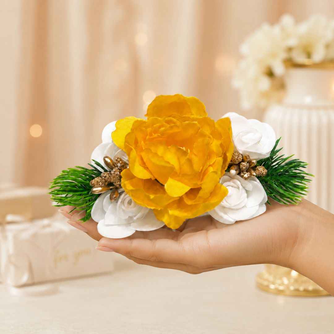 Pack of 5 Yellow Floral Decoration Accessories for Hamper Packing