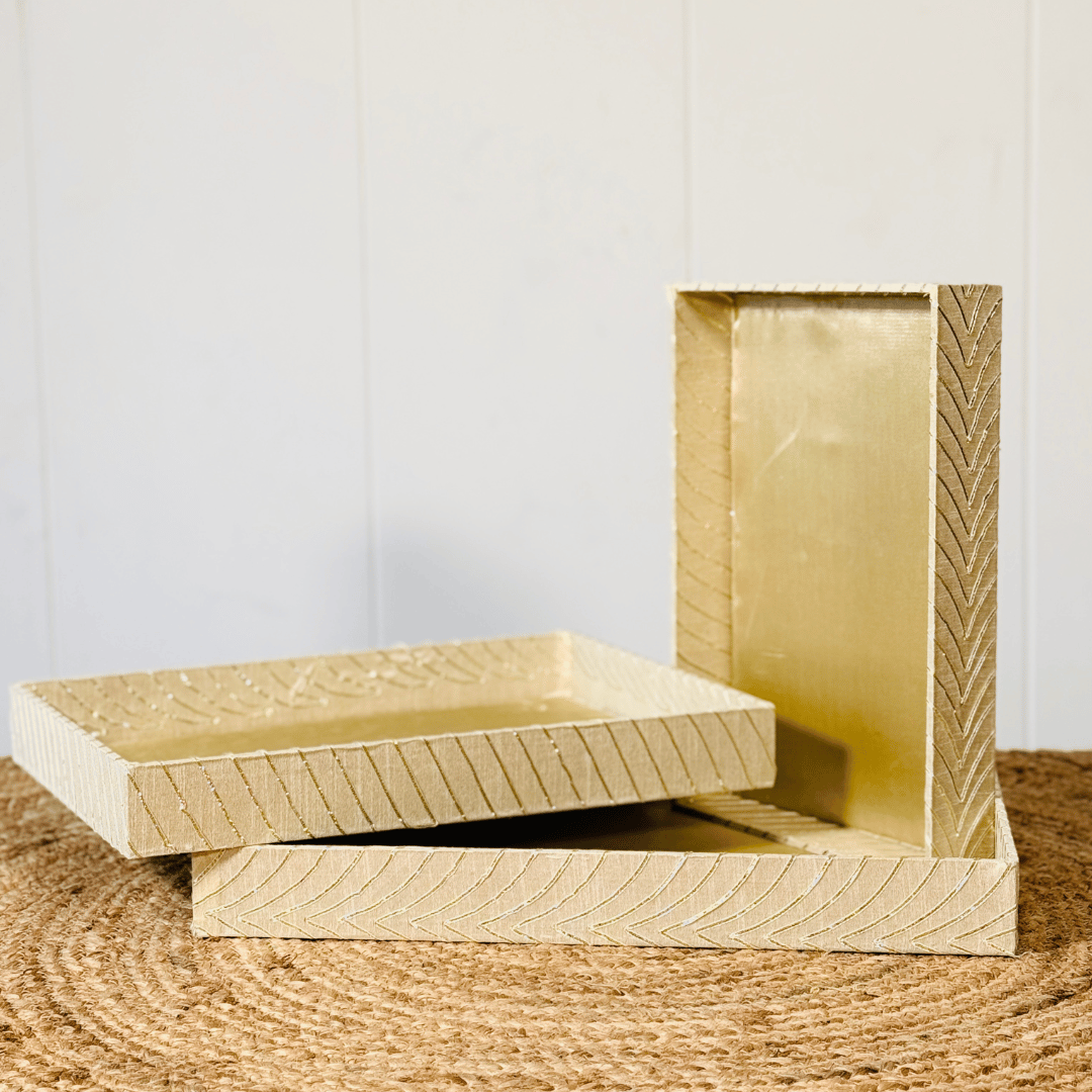 Leheriya Gota Patti Tray Set – Traditional Elegance for Premium Gift Packaging