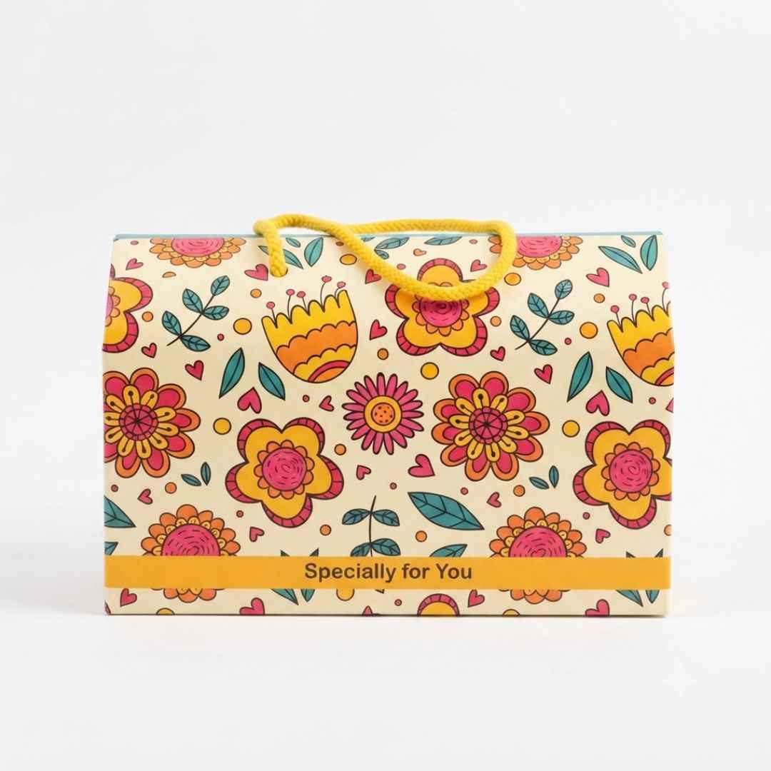 Pack of 8 Floral Rope Handle Gift Box