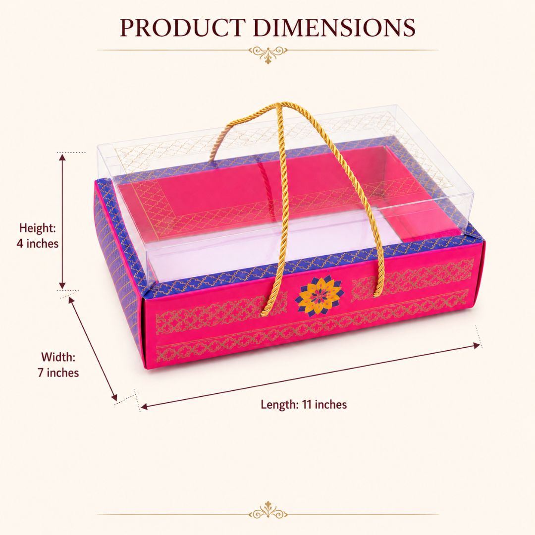 Pack of 5- Pink Blue Transparent Lid Gift Tray Box