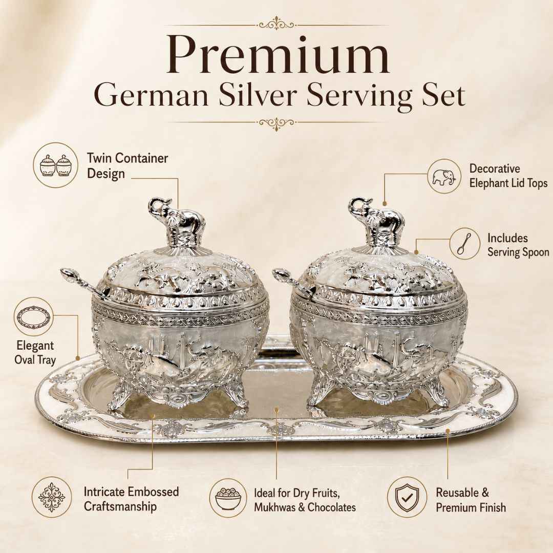 German Silver White Elephant Serving Set with Spoon