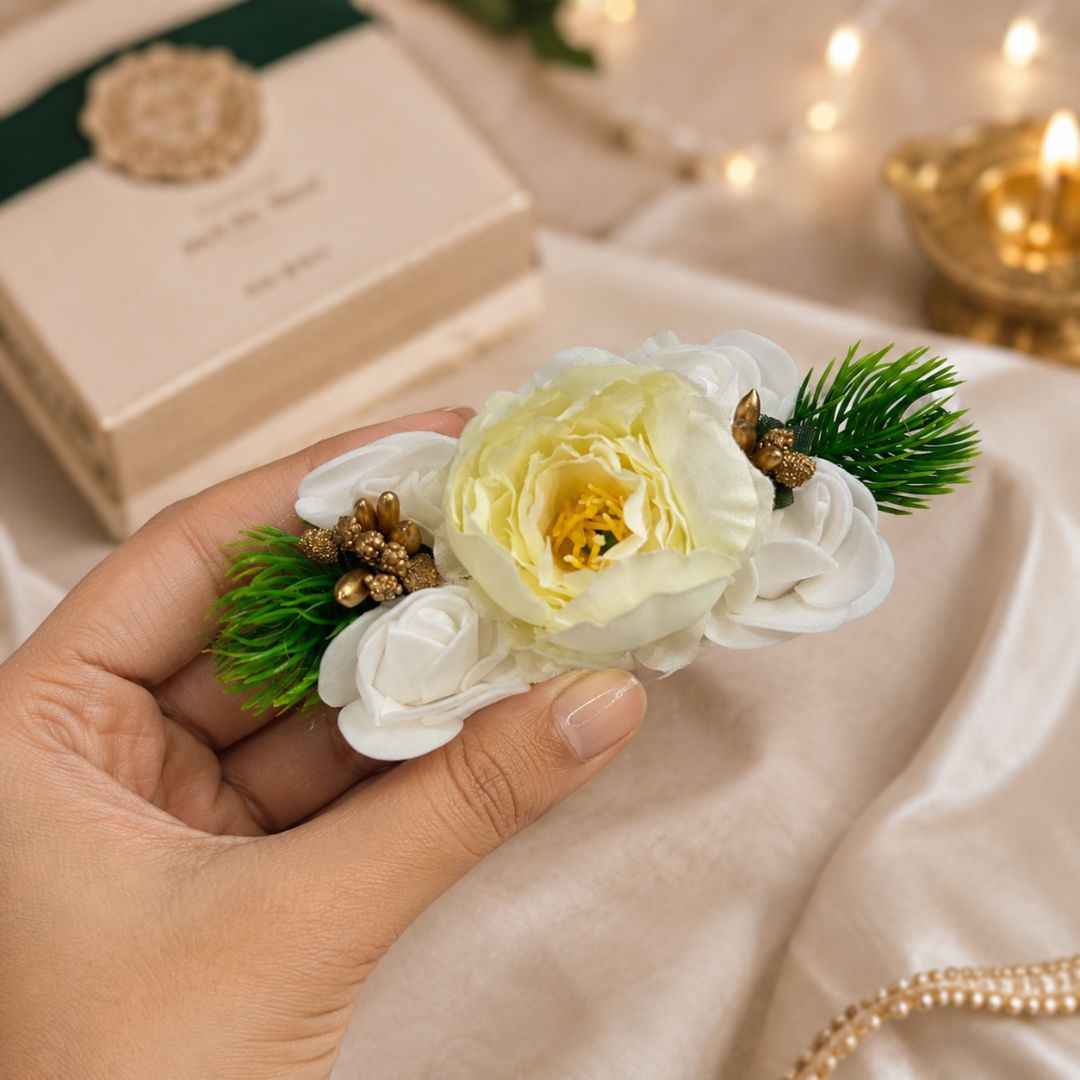 Pack of 5 Ivory White Floral Decoration Accessories for Hamper Packing