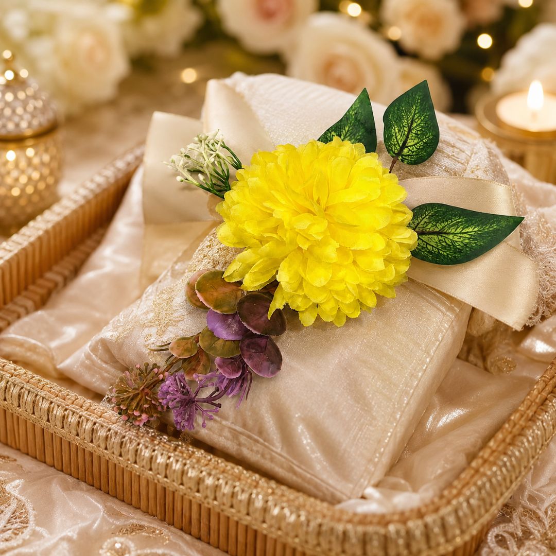 Yellow Floral Decoration Accessory for Hamper Packing