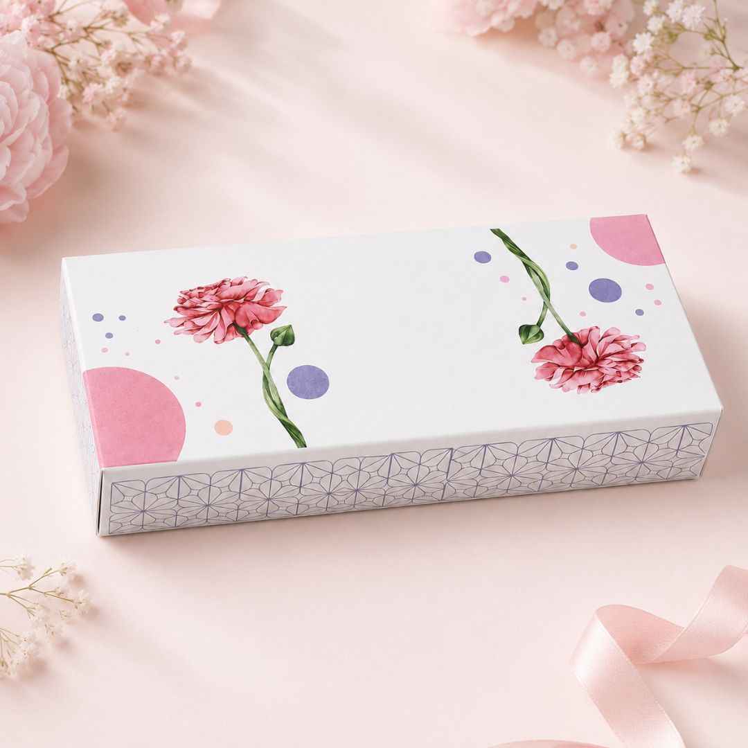 Pack of 8-White Carnation Floral Slim Gift Box