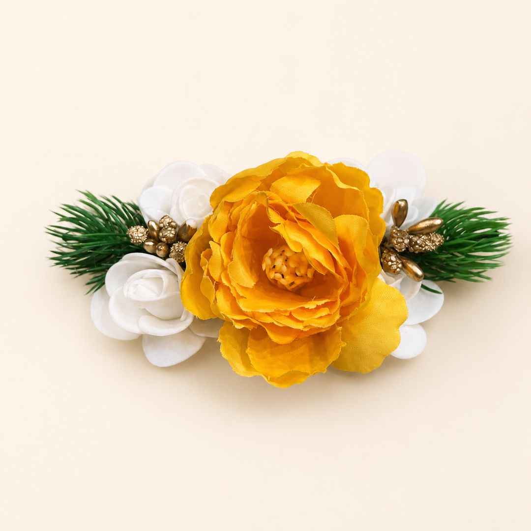 Set of 5 Yellow Floral Decorative Accessories for Hamper & Trousseau Packing