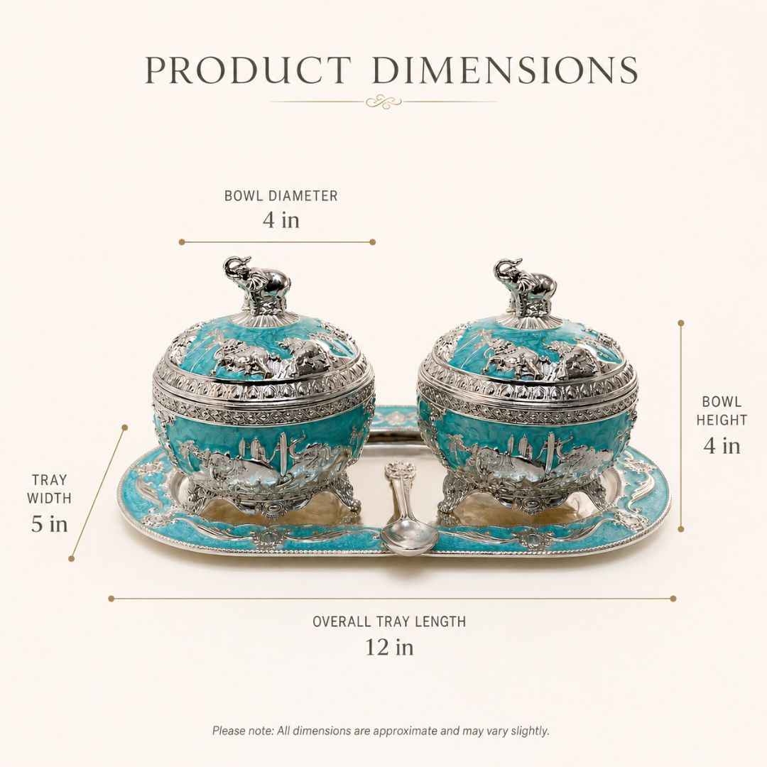 German Silver Aqua Elephant Serving Set with Spoon