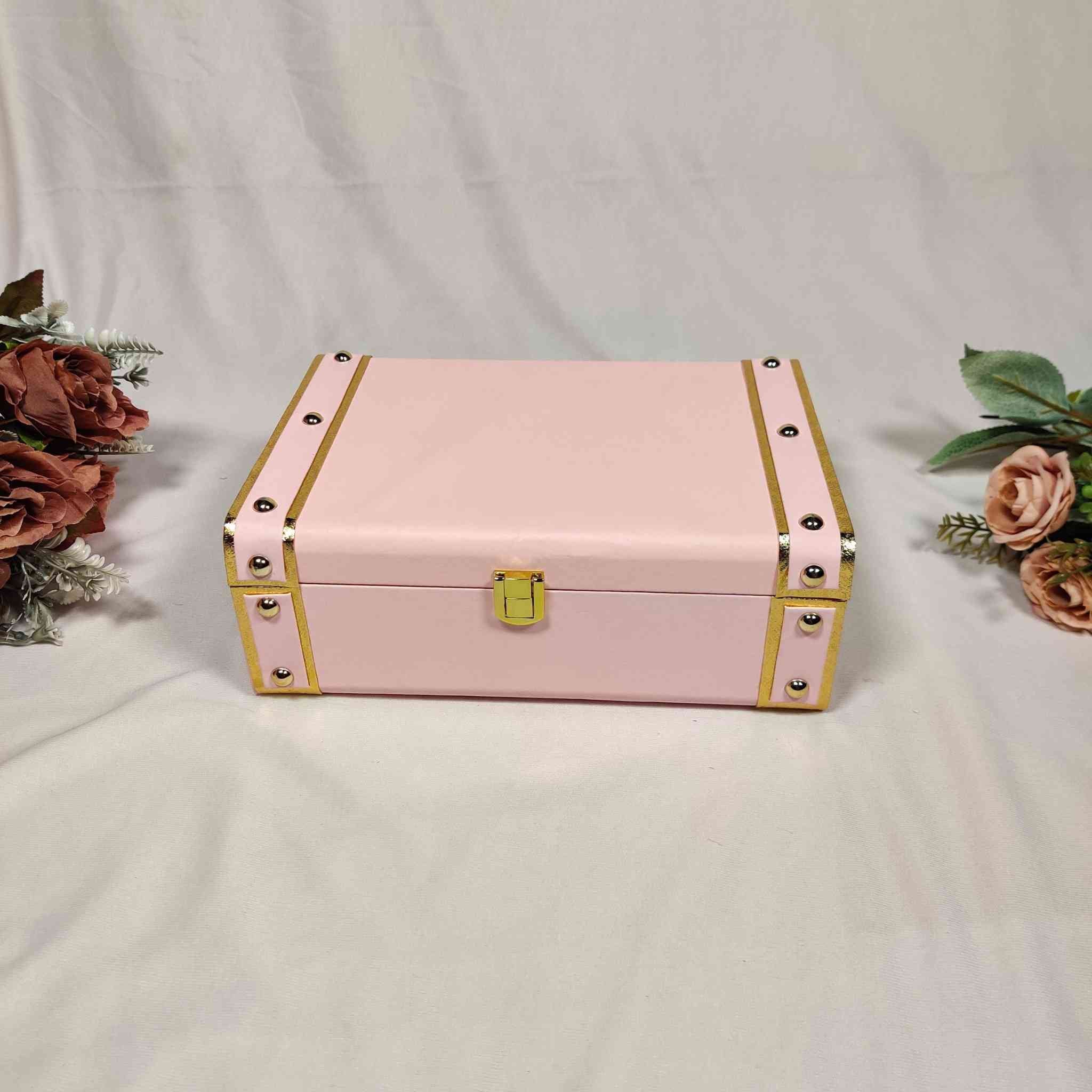 Dotted Pink Trunk Box For Gift Hamper (10x7x3 inches) | adscraft.in 