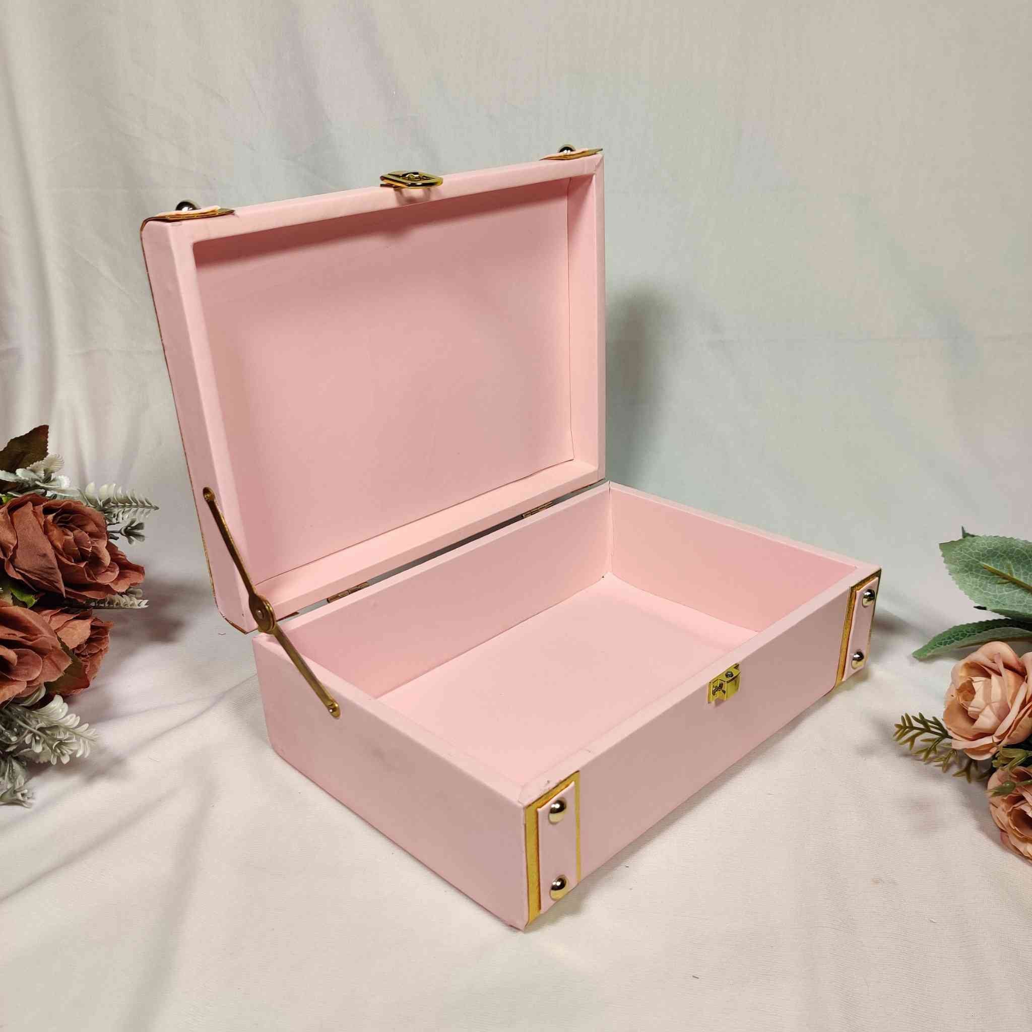 Dotted Pink Trunk Box For Gift Hamper (10x7x3 inches)