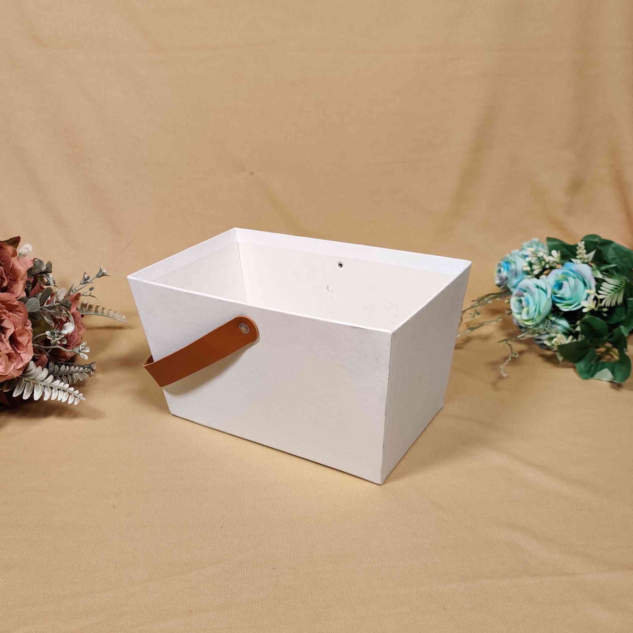 White Handle Basket For Gift Hamper (10x6x5 inches)