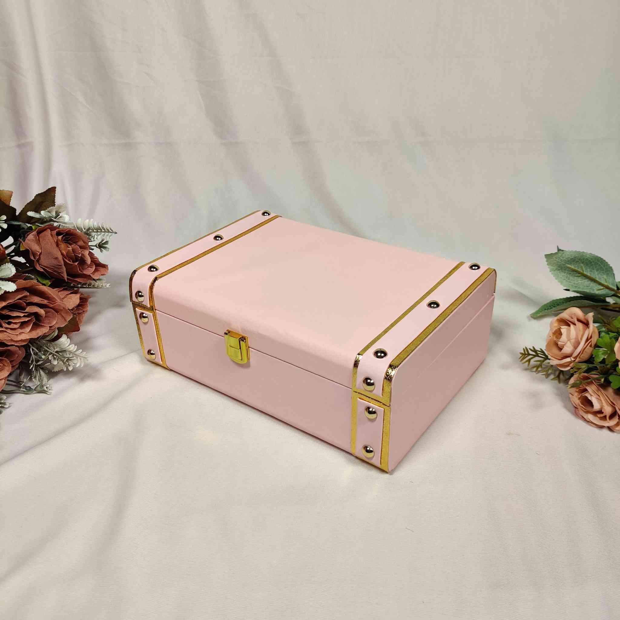 Dotted Pink Trunk Box For Gift Hamper (10x7x3 inches)