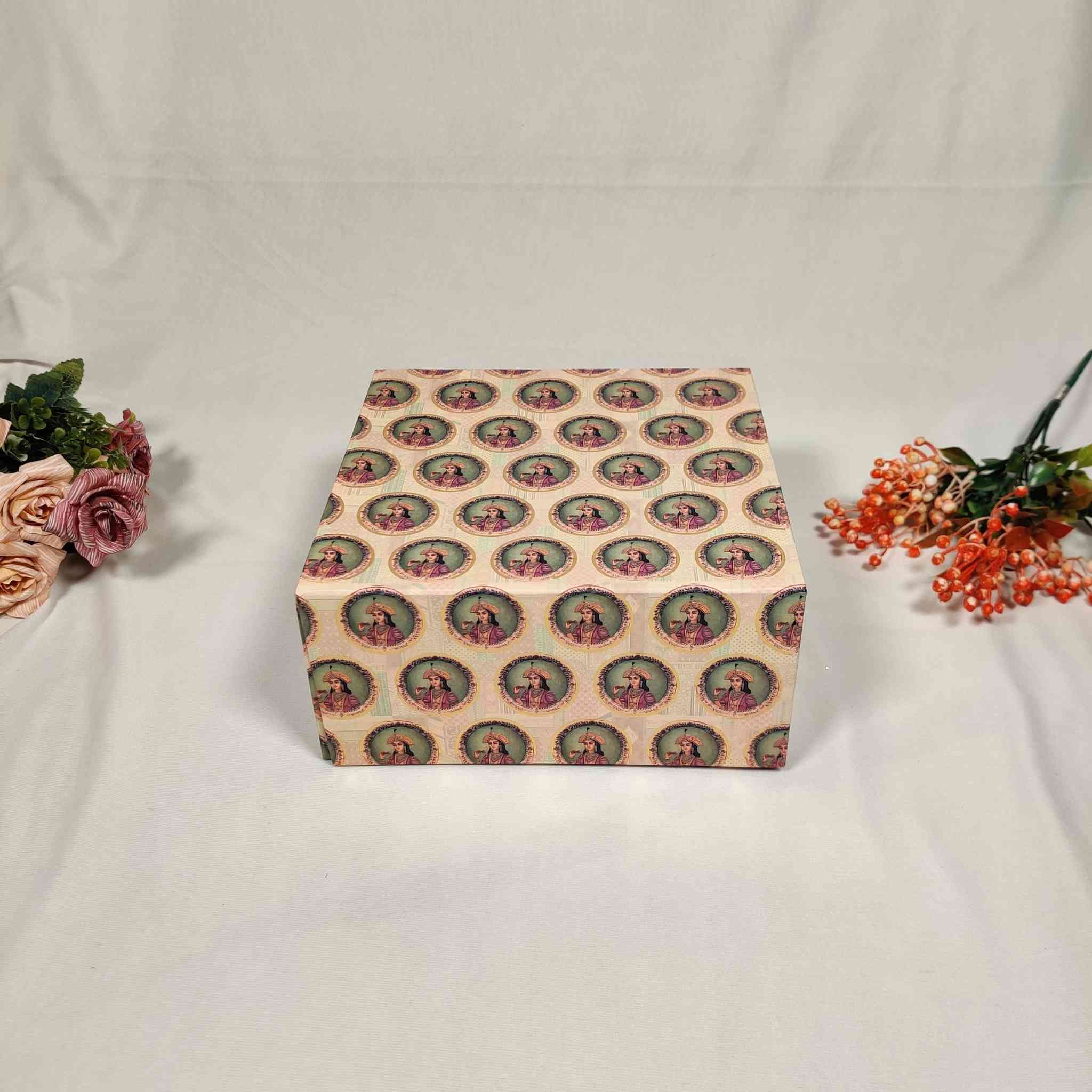 Beige Queen Flip Box For Gift Hamper (10x10x4 inches) | adscraft.in 