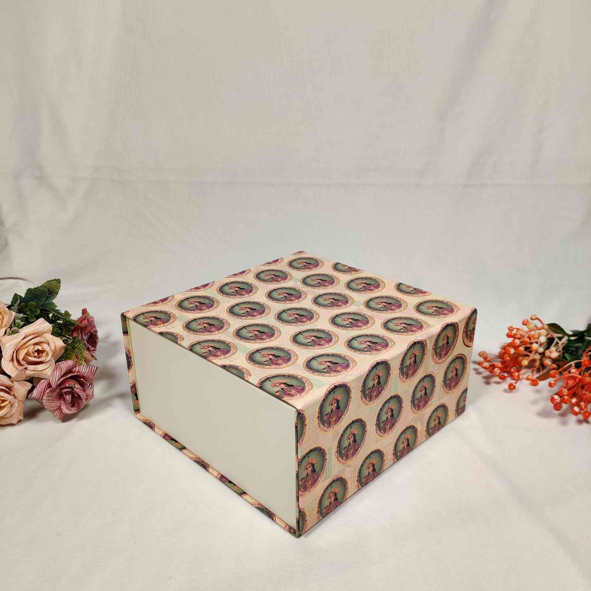 Beige Queen Flip Box For Gift Hamper (10x10x4 inches)