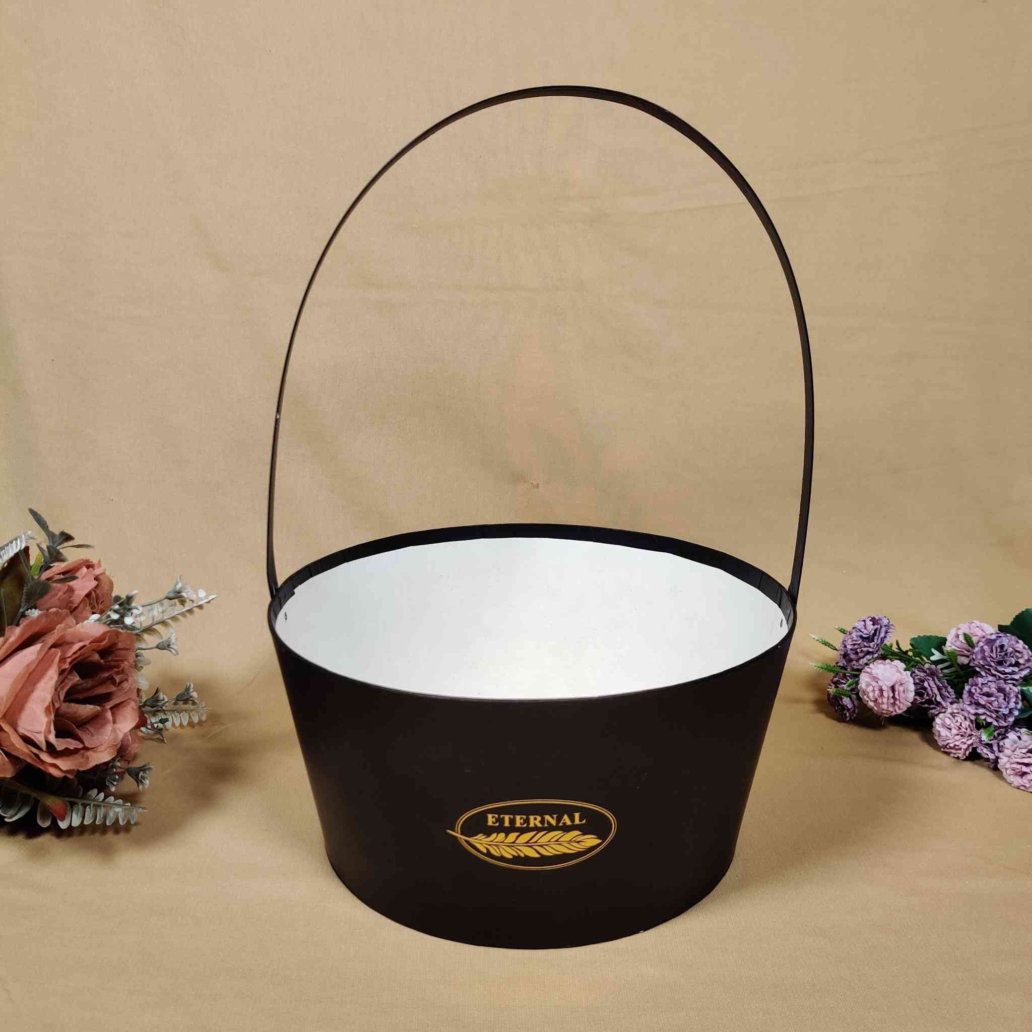 Black Handle Popcorn Basket For Gift Hamper (10x10x5 inches) | adscraft.in 