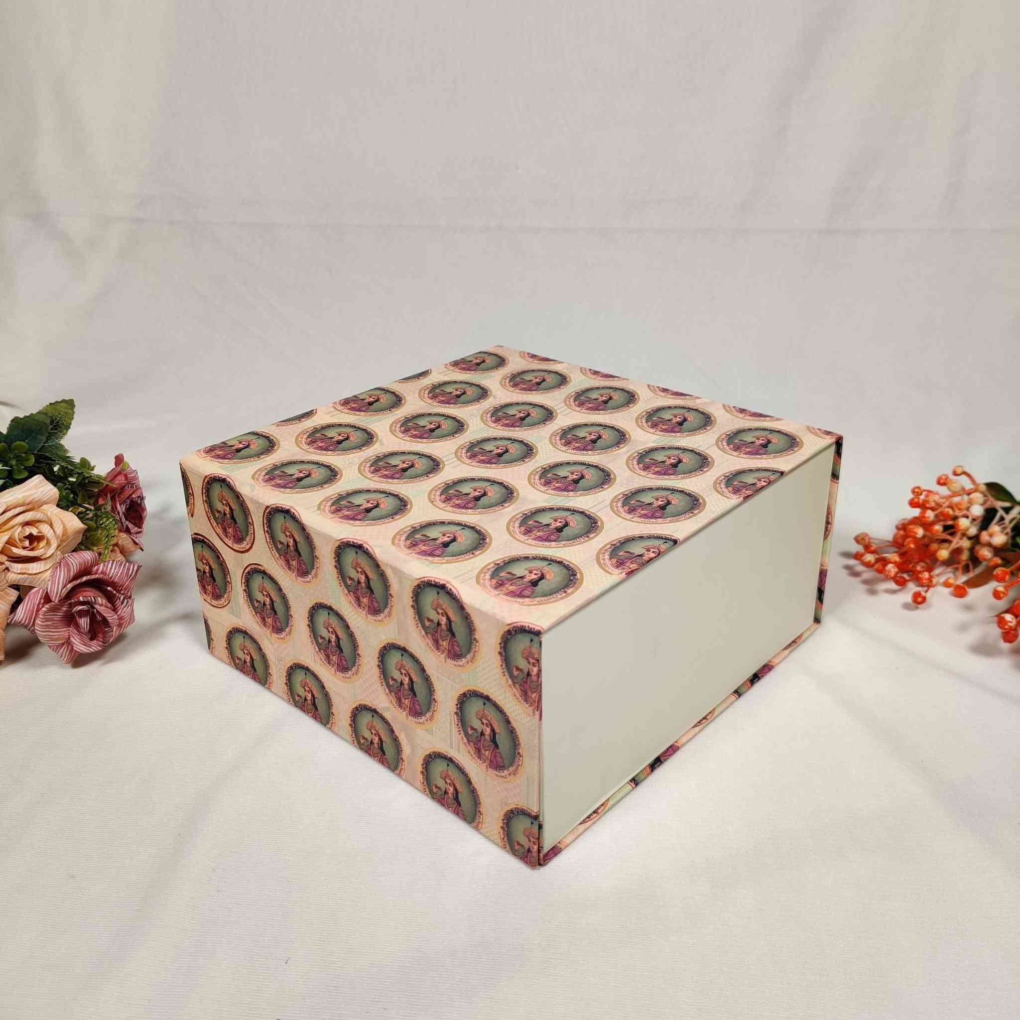 Beige Queen Flip Box For Gift Hamper (10x10x4 inches)