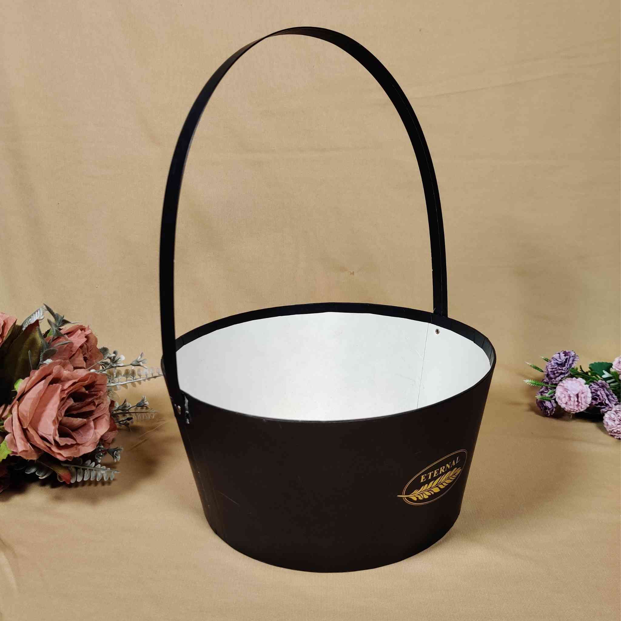 Black Handle Popcorn Basket For Gift Hamper (10x10x5 inches)